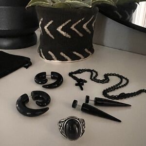 Gothic Black Costume Jewelry Lot